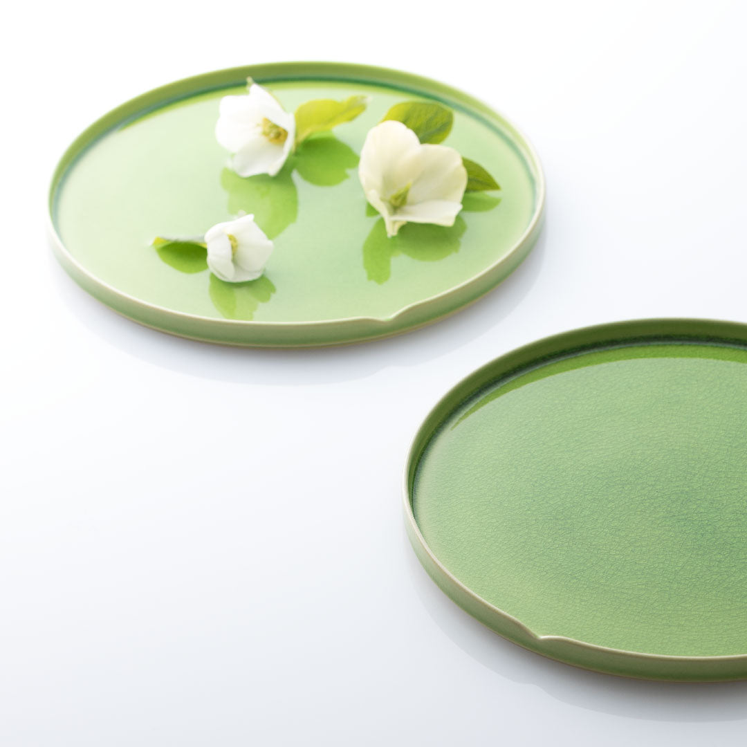 LIVING TALK HASU ハス 中皿 12cm（緑貫入） / Living Talk Decor