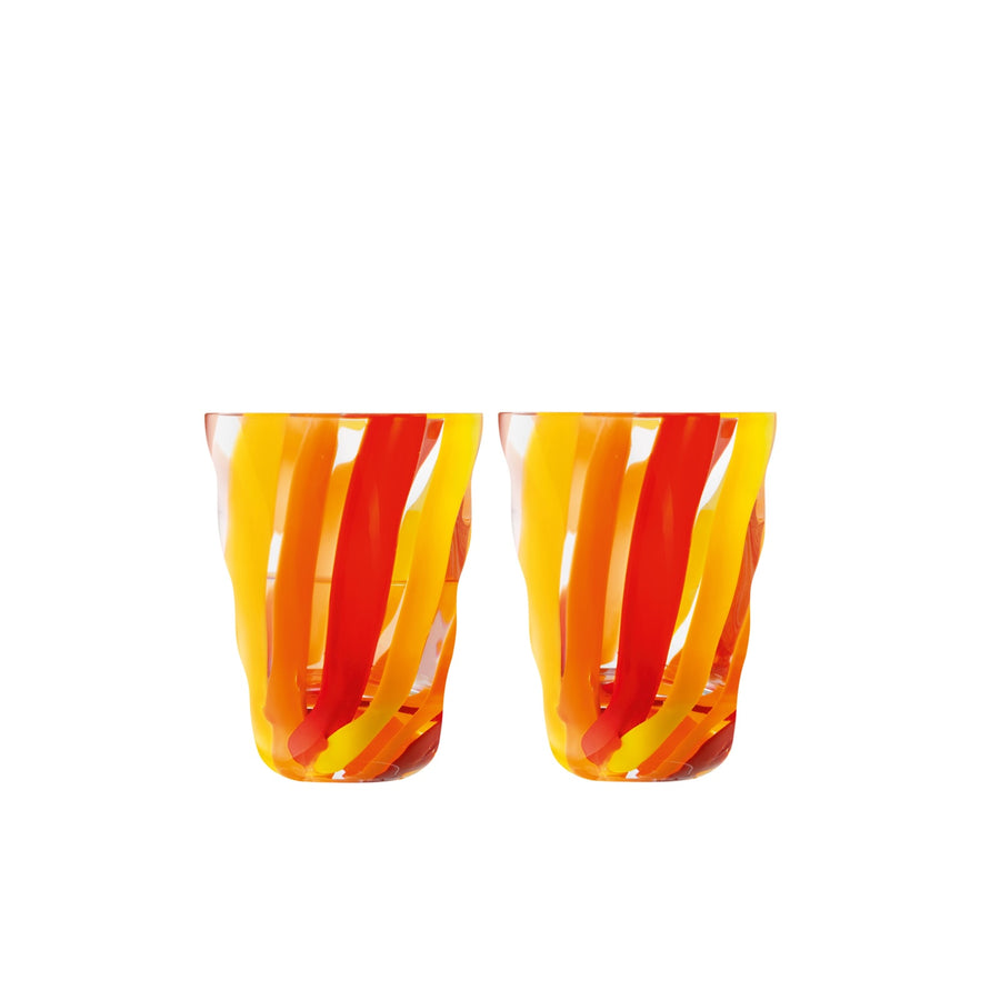 Folk Tumbler Vase H11cm ×2（Orange/Red/Yellow）