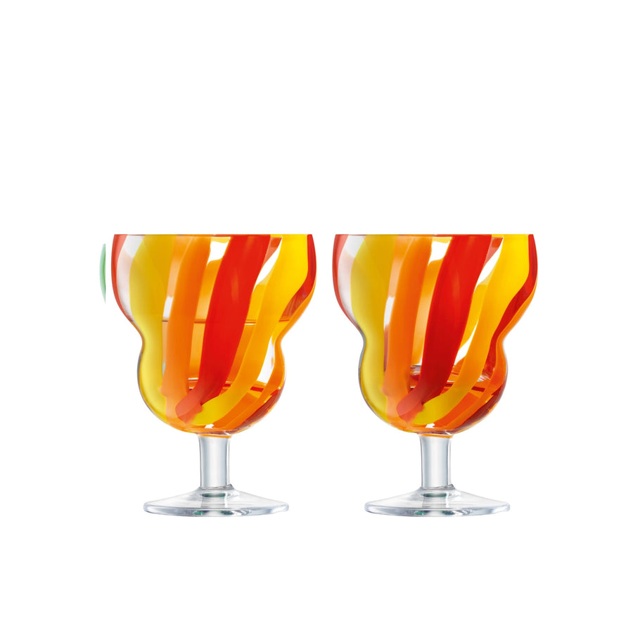 Folk Water/Wine Glass Vase H11.5cm ×2（Orange/Red/Yellow）