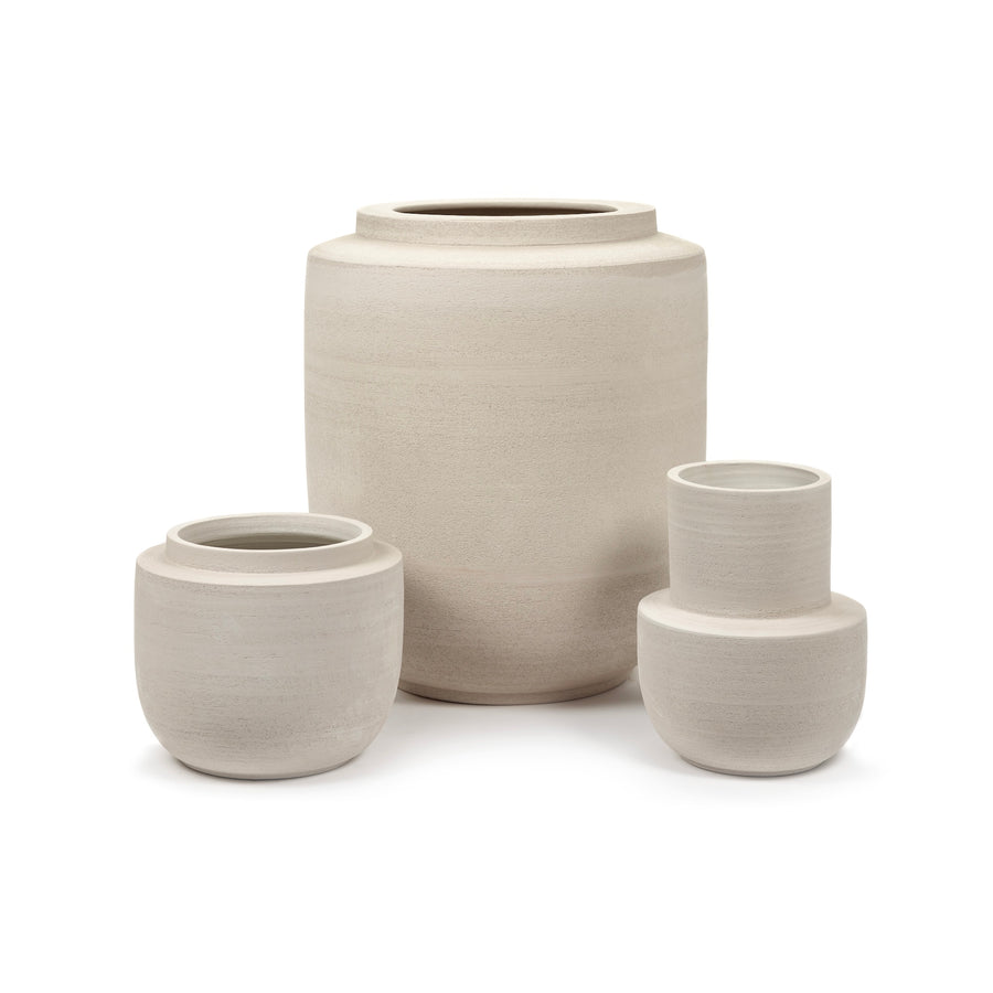 Plant Pot L Beige Volumes H40cm (ホワイト)