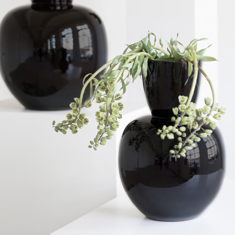 Vase M Brown Black Pure H45cm (ブラウン)