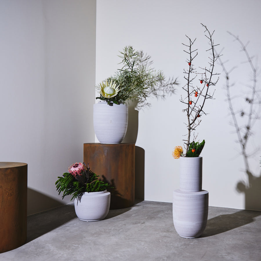 Plant Pot S Beige Volumes H24cm (ホワイト)